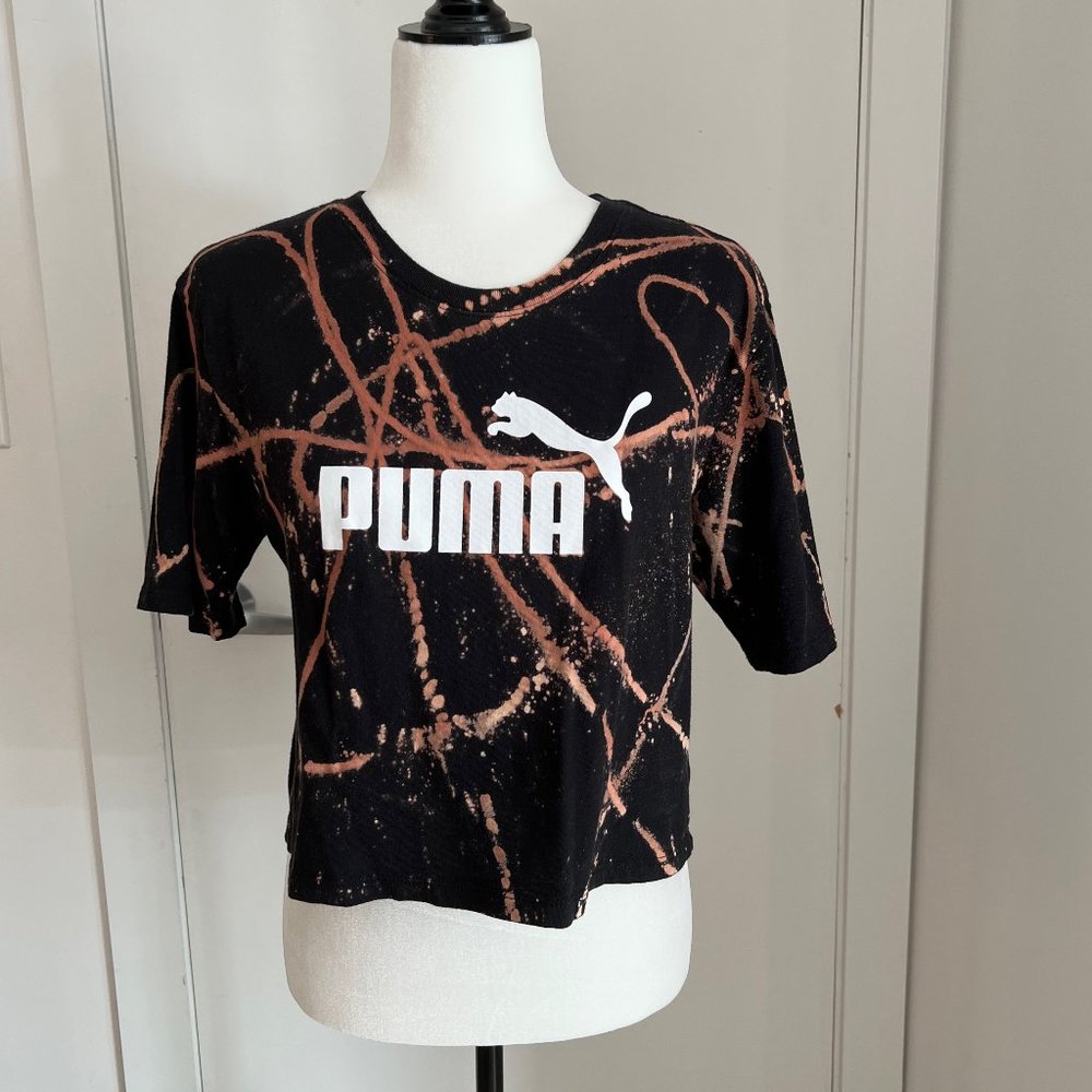 ✨Upcycled | Puma | Cropped T Shirt | Small | Black - Picture 1 of 12